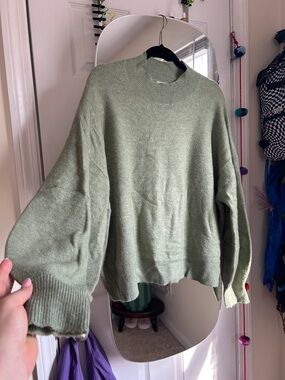 Fat Face Olive Green Relaxed Crewneck Sweater
